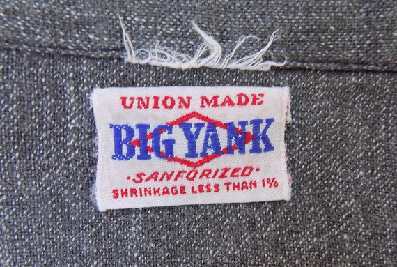 1940s original RARE Large Big Yank Work Shirt Gra… - image 3