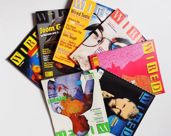 1997-1999 WIRED  tech head magazines, set of seven, mint condition magazines, great graphics, Dec 1999 has 432 pages!