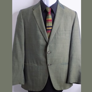 1950s Olive green and blue sharkskin thin lapel sport coat / dinner jacket / suit jacket / M / Eagle Clothes / Al Weiss / Mint