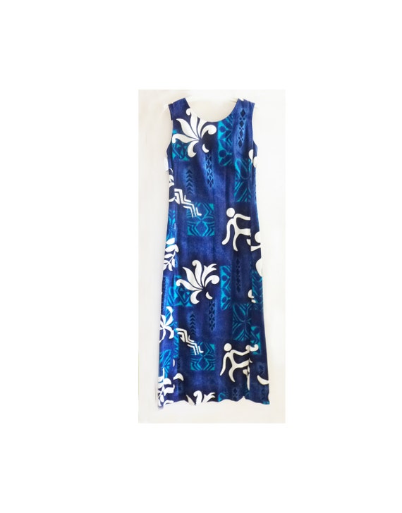 1960's Tiki Holo-Holo Hawaiian Empire waist Maxi -