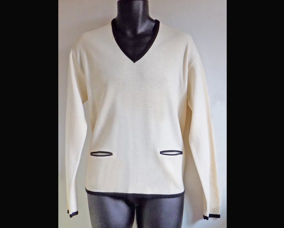 RARE 1960s MOD mans pullover sweater with two fro… - image 1