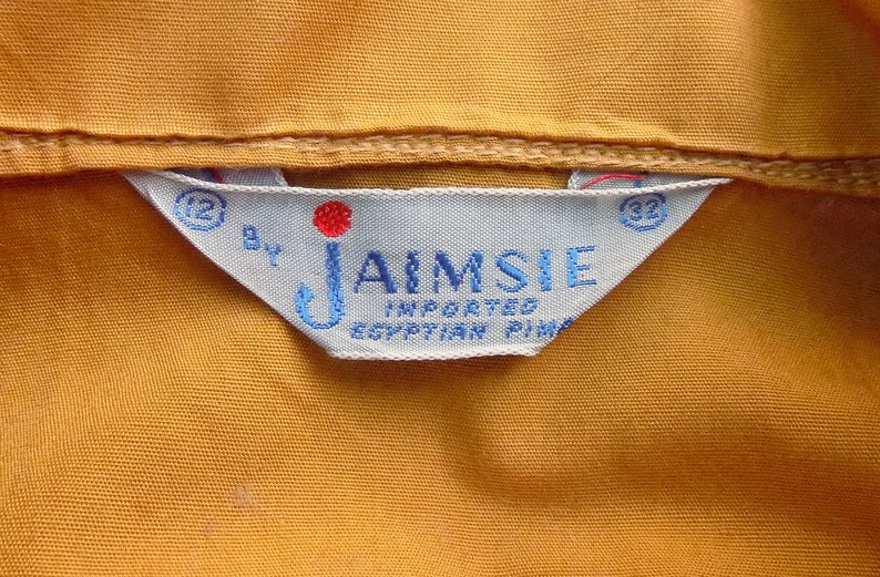 1950s RARE Jaimsie Mustard colored long sleeve girl/'s shirt Rockabilly age 12 cotton deadstock swing RnR