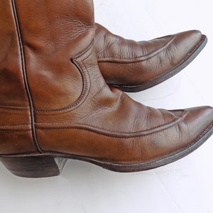 Reduzido! Botas de cowboy JUSTIN marrons RARAS dos anos 1950-60 / vintage / MCM / meados do século / unissex / couro / tamanho 8
