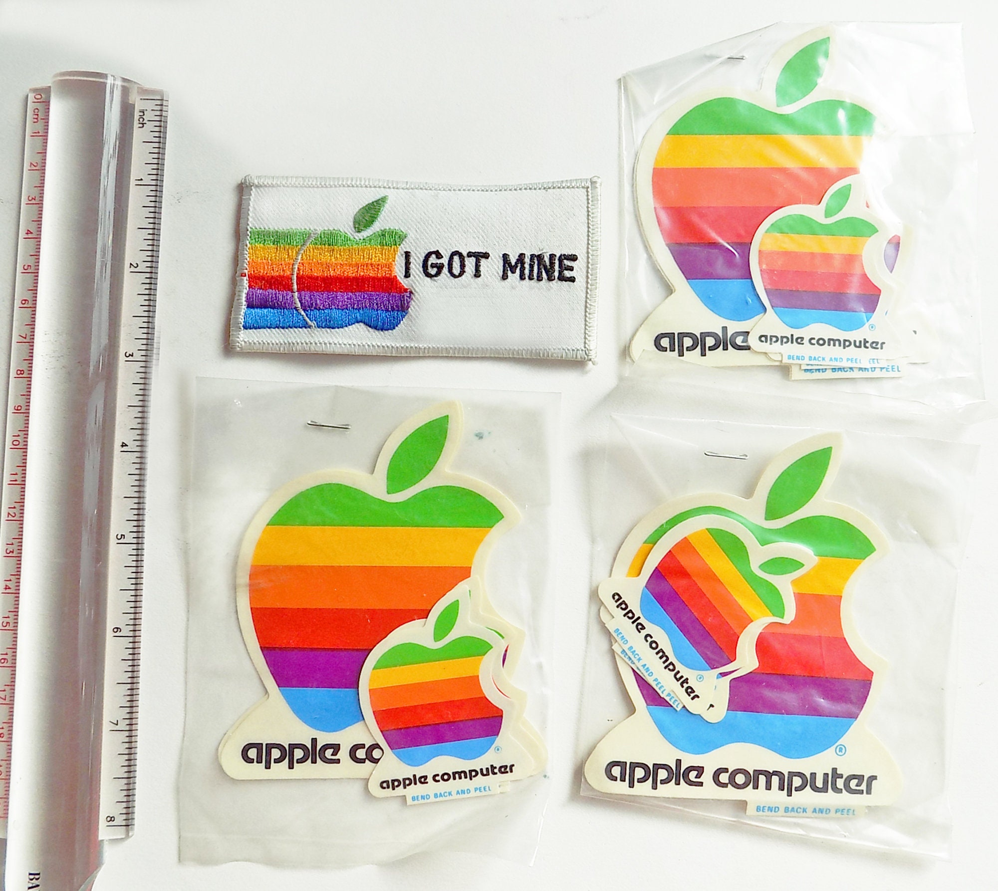 1977-1990 Apple Computer Rainbow Logo Stickers (4