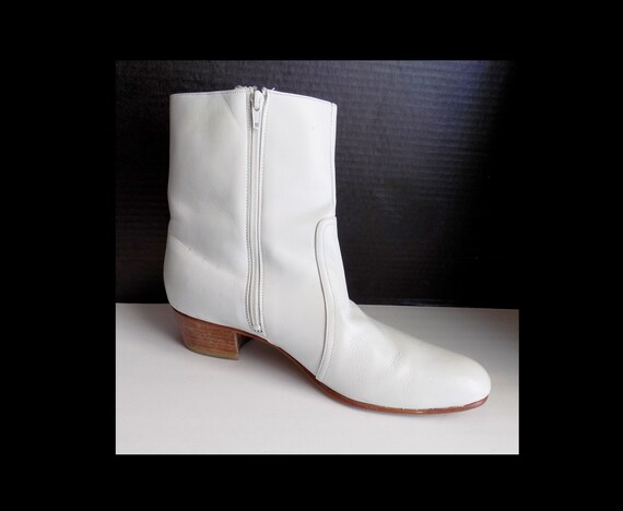 1960s-70s men's white leather boots / Ankle boots