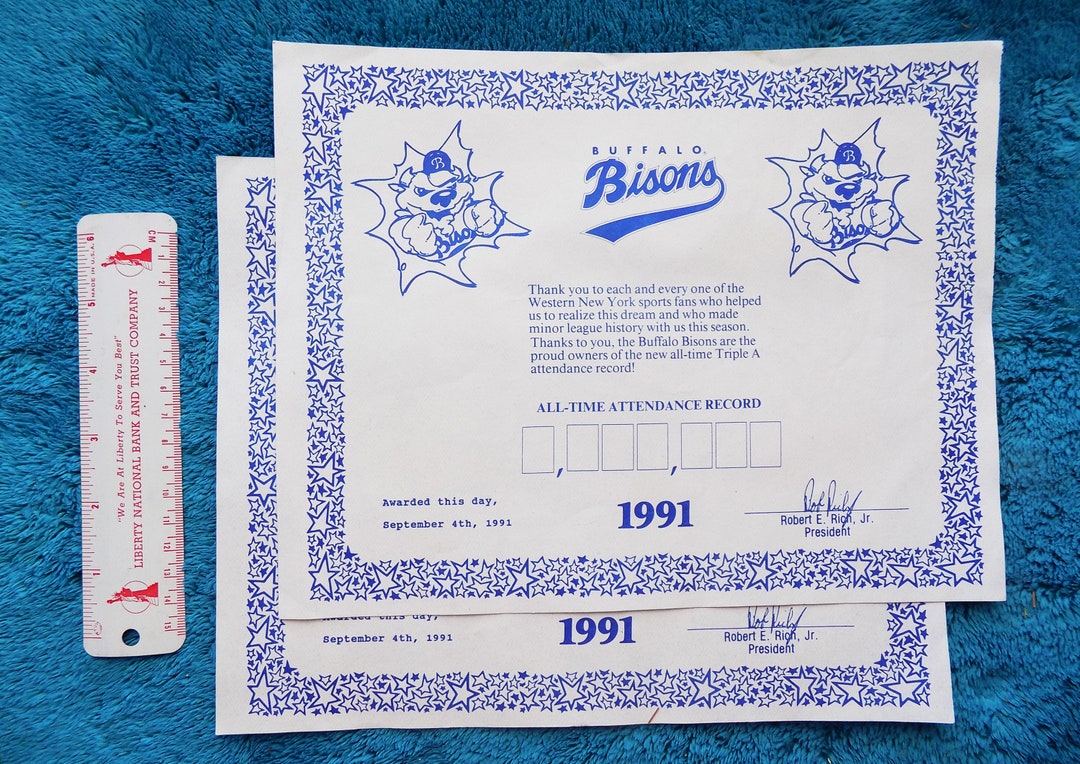 1991 Sept 4 Buffalo Bison's Attendance Record Etsy
