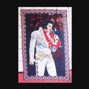 1970s ELVIS tapestry from Turkey, 100% cotton velvet, near mint, just needs pressing.