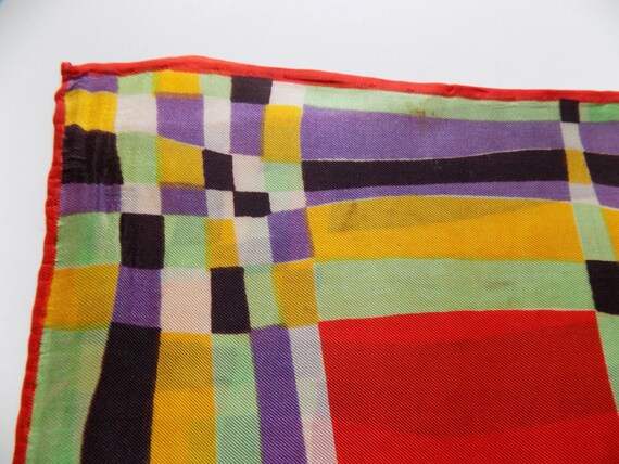1940s Art Deco Plaid silk / rayon scarf - image 3
