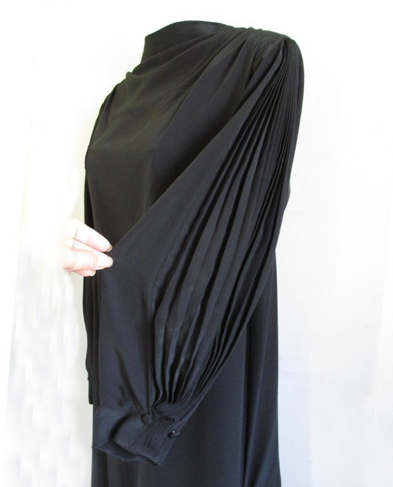 1910s/ 20s Black Silk asymmetrical pleated dress … - image 1