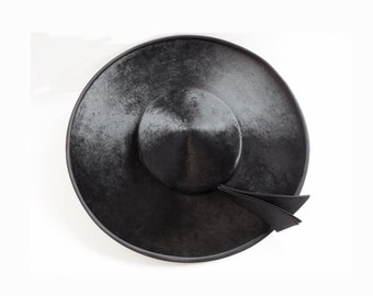 1950s MINT Black Fur Saucer / Platter hat by Phil Strann of California / Breakfast at Tiffanys / Museum Quality