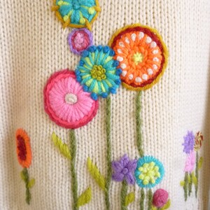 1960's MOD Boat Neck sweater designed by Len Wasser for Pant-Mate with hand embroidered flowers image 2
