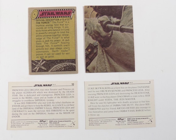 1977 and 1984 Star Wars Collector Bubblegum Cards, Set of 4, Luke