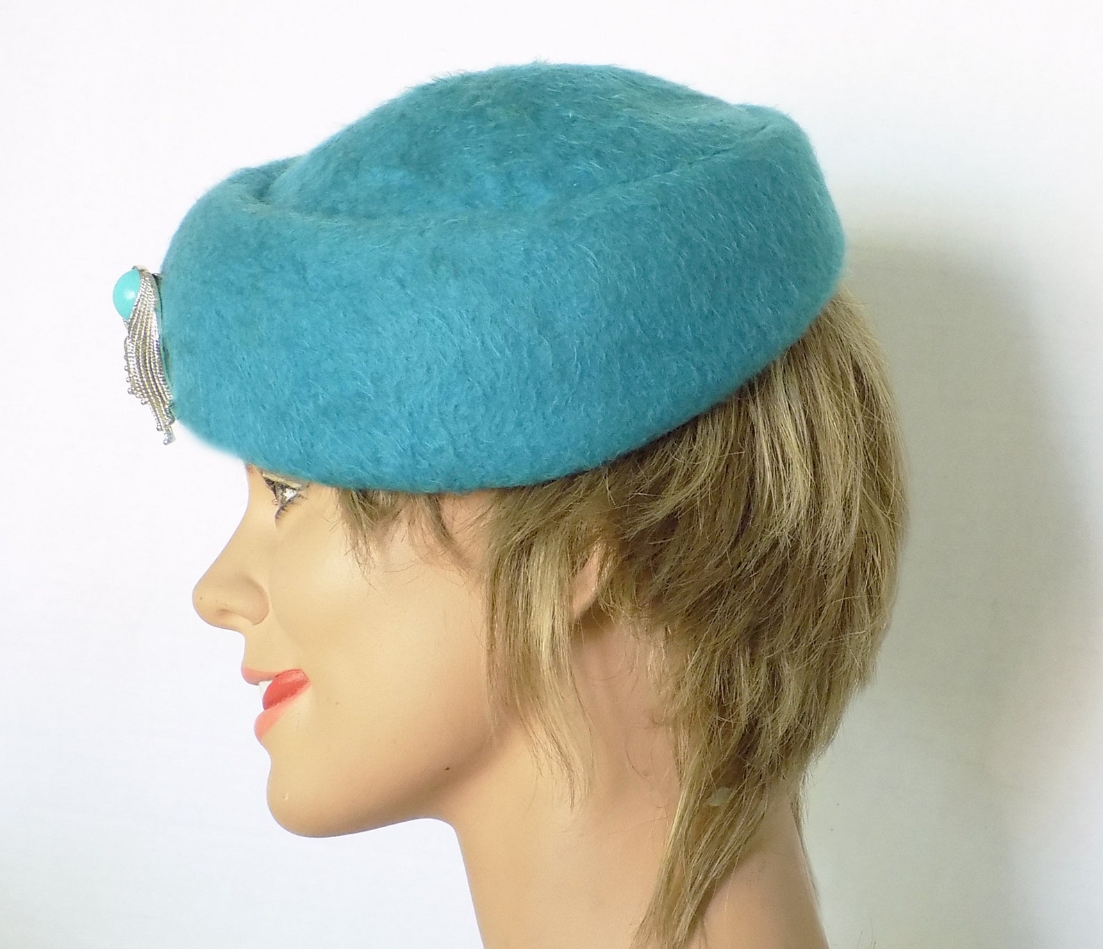 1950s Blue Mohair Hat / Atomic Pin Added/ Original Netting Etsy