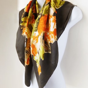 1950's Lanvin Costillo Designer Silk scarf, demure, luxury, designer, fall, autumn, brown, 31" square