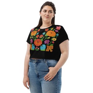 Huipil Embroidered Floral T-Shirt – Mexican Folk Art Inspired Shirt – Vibrant Cultural Heritage Tee – Roots & Reverie