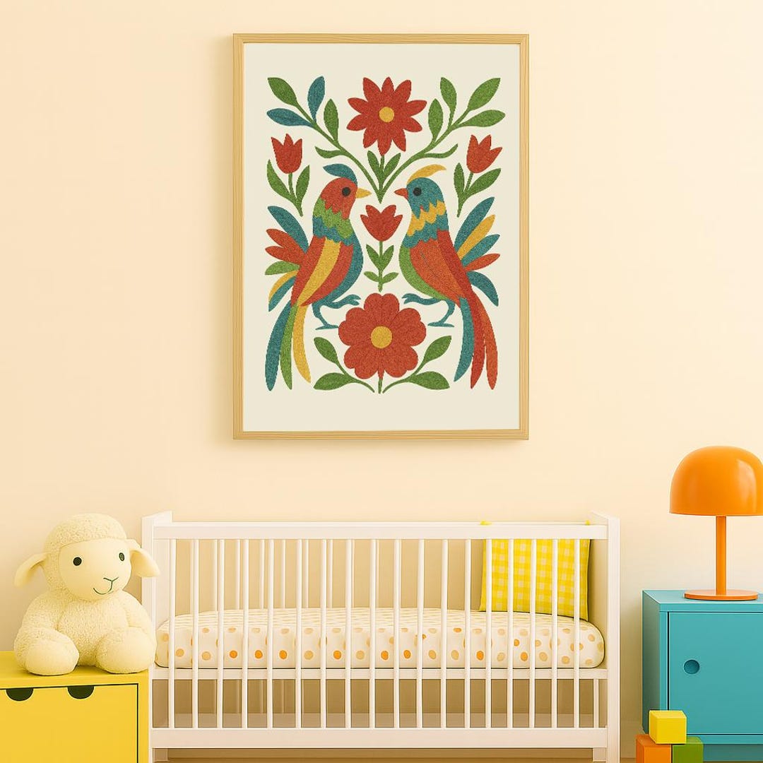 Otomi Parrot Print – Mexican Folk Art, Nursery Wall Decor - Etsy