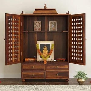 Wooden temple Home temple Designer Pooja Temple for Home | Handmade Wooden Mandir worship teak wood carving religious South Indian, handmade