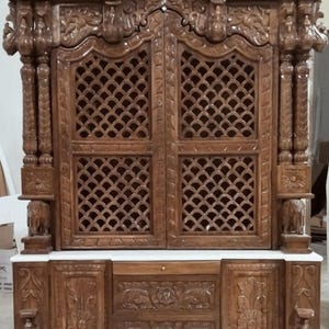 Wooden temple alter spiritual gift teak wood traditional carving pooja mandir home Temple Wooden Temple worship puja room