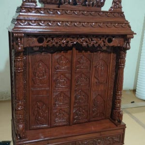 temple alter spiritual gift teak wood traditional carving pooja mandir home Temple Wooden Temple worship puja room