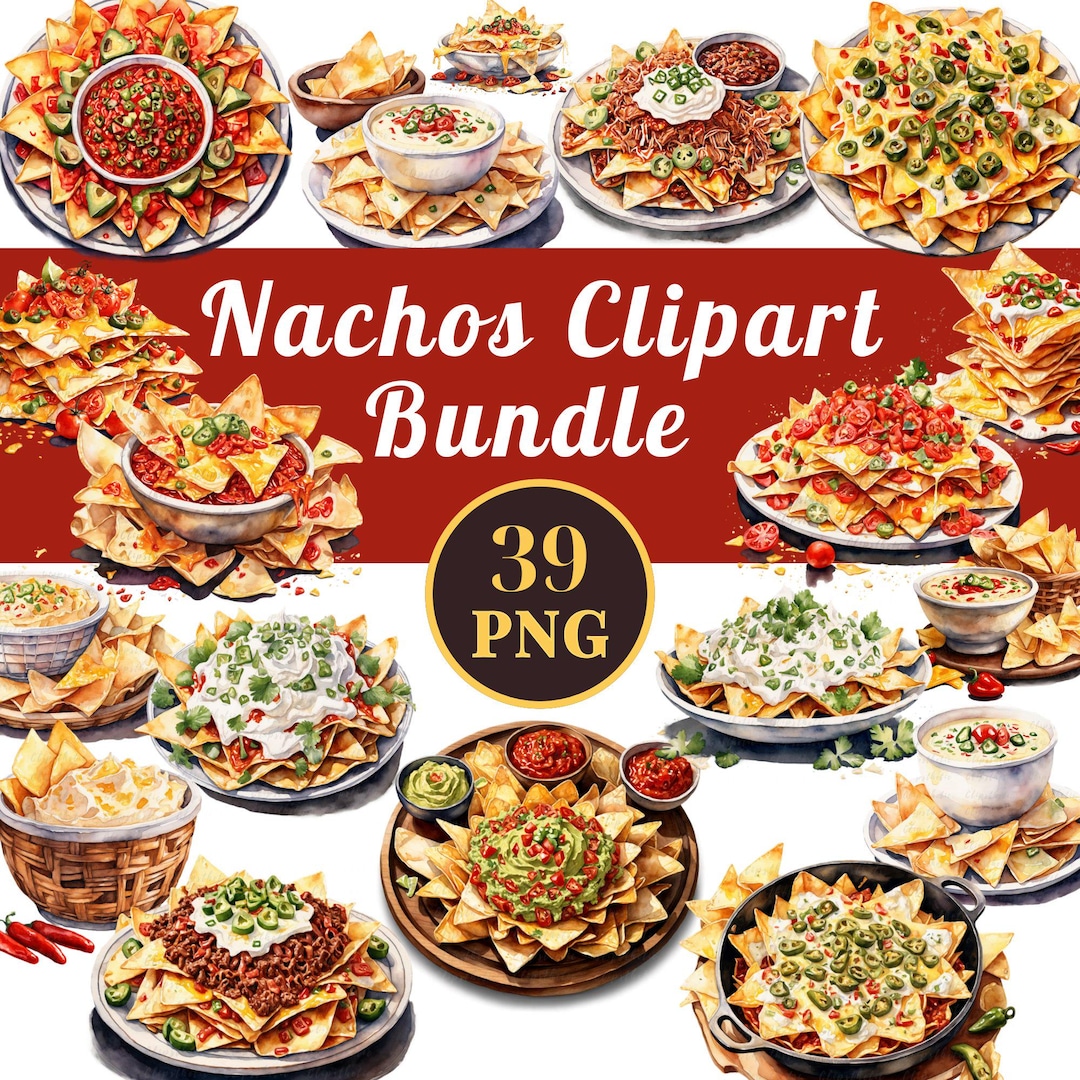 Watercolor Nachos Clipart Bundle, Mexican Food PNG (digital Download ...