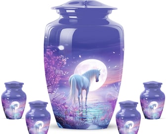 Purple Horse Memorial Urn, Cremation Urn for Mother