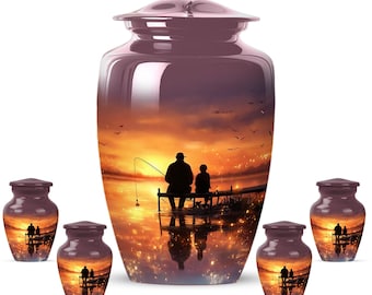 Personalized Fishing Cremation Urn for Ashes, Adult Memorial Urn, Funeral Keepsake, Custom Remembrance Gift