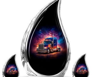 Personalized Trucker Memorial Urn, Semi Truck Cremation Keepsake, Custom Truck Driver Urn, Dad Memorial Funeral Keepsake for Ashes Display