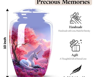 Personalized Unicorn Memorial Urn for Adult Ashes – Peaceful Sky Design