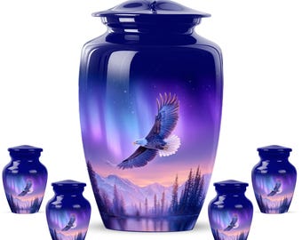 Blue Eagle Cremation Urn, Majestic Memorial Tribute, Large Urns for Adult Male