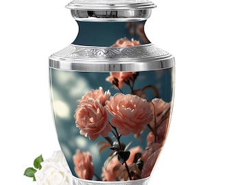Personalized Pink Rose Cremation Urn – Floral Memorial Tribute for Ashes
