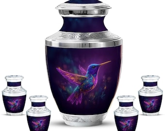Hummingbird Cremation Urn – Purple Galaxy Memorial Keepsake, Decorative Tribute Urn