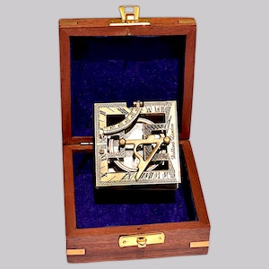 3&quot; Royal Collection antiek nautisch maritiem antiek messing met houten kist| Kompas vierkante vorm | Zonnewijzerkompas| | Richtingzoeker