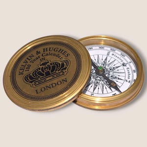 Massief messing zonnewijzerkompas 3 inch - antieke vintage woondecoratie | Massief messing | Goudpoetsmiddel | Hard messing | nautisch item | Cadeau voor hem