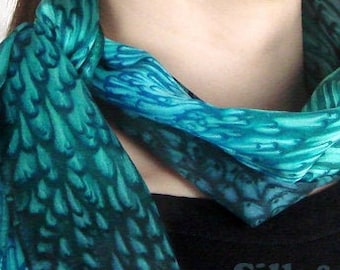 Elegant Silk Satin Teal/Turquoise Scarf for Women