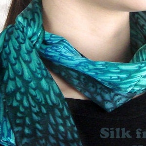 Elegant Silk Satin Teal/Turquoise Scarf for Women