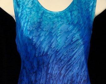 Last Chance for Hand Dyed Blue Silk Tank Top See description for sizes