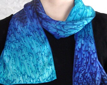 Luxurious Cobalt/Turquoise Hand Dyed Silk Scarf