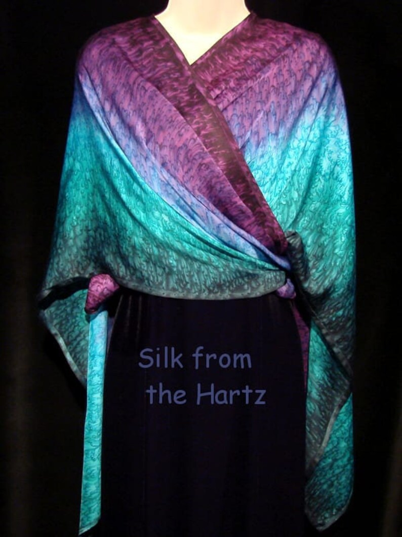 Peacock Hand Dyed Silk Jewel Tone Wrap - Etsy