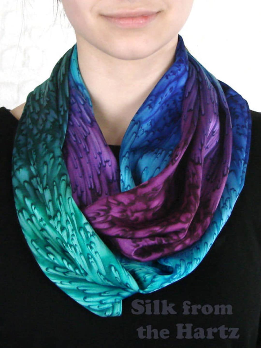 Jewel Tone Silk Infinity Circle Loop Scarf for Her - Etsy
