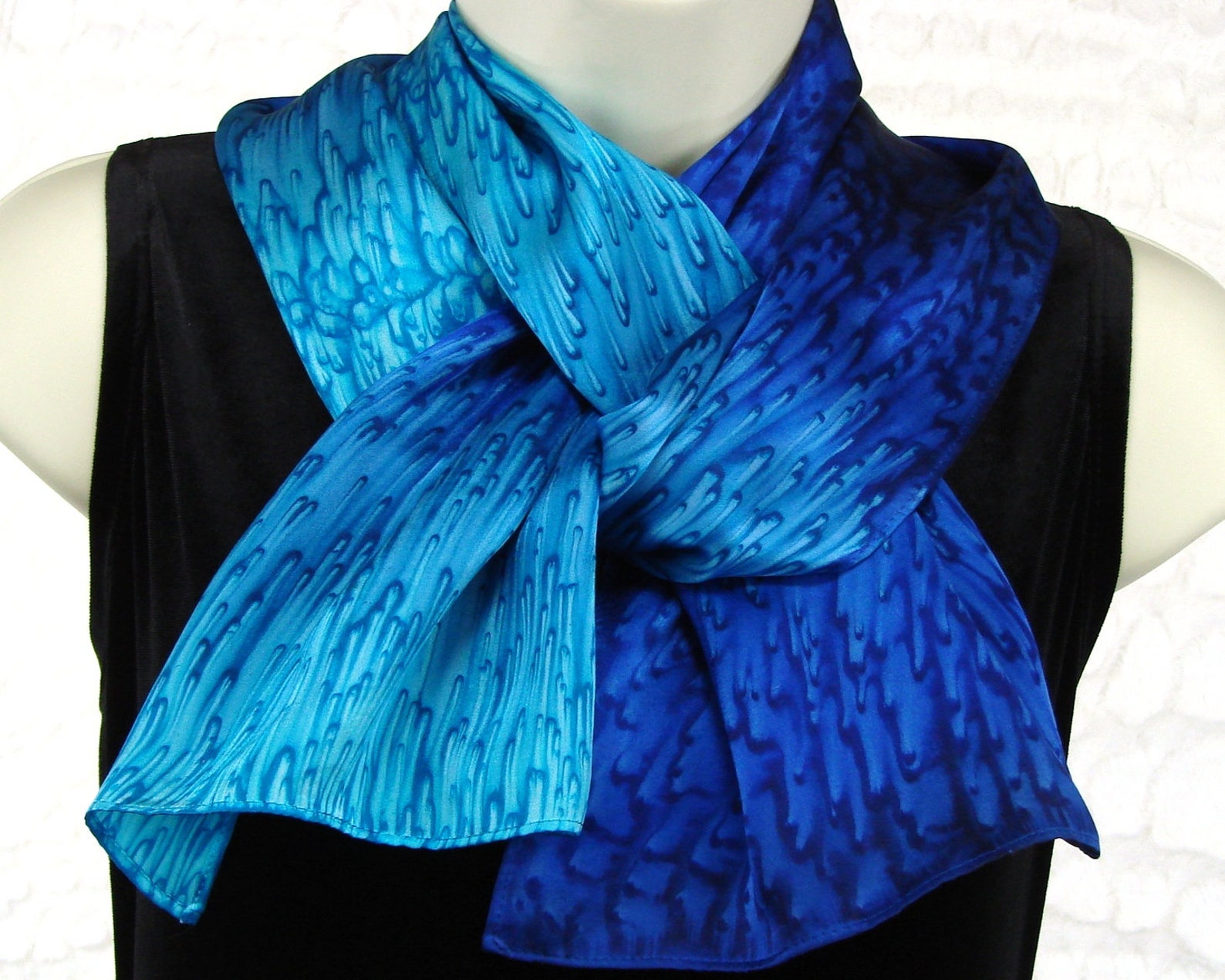 Cobalt/turquoise Hand Dyed Silk Scarf Etsy