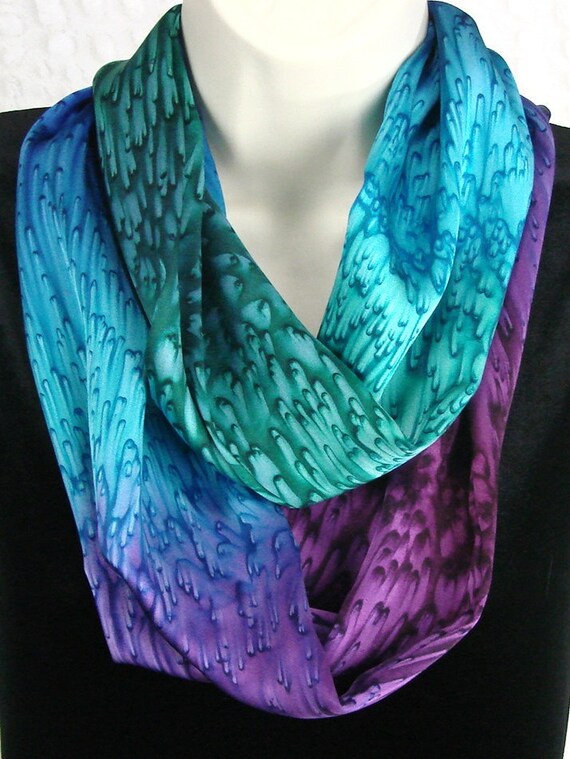 Jewel Tone Silk Infinity Circle Loop Scarf for Her Etsy