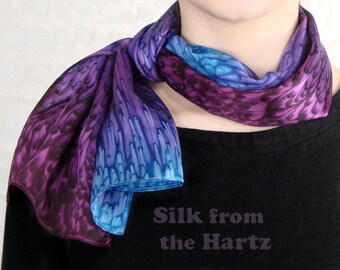 Purple/Blue Hand Dyed Silk Scarf