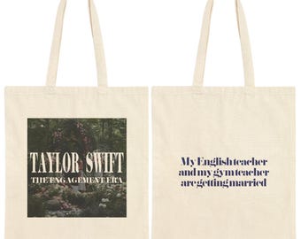 Taylor Swift Travis Kelce Engaged Tote Bag | The Engagement Era | Your English Teacher and Your Gym Teacher Are Getting Married Swiftie Gift