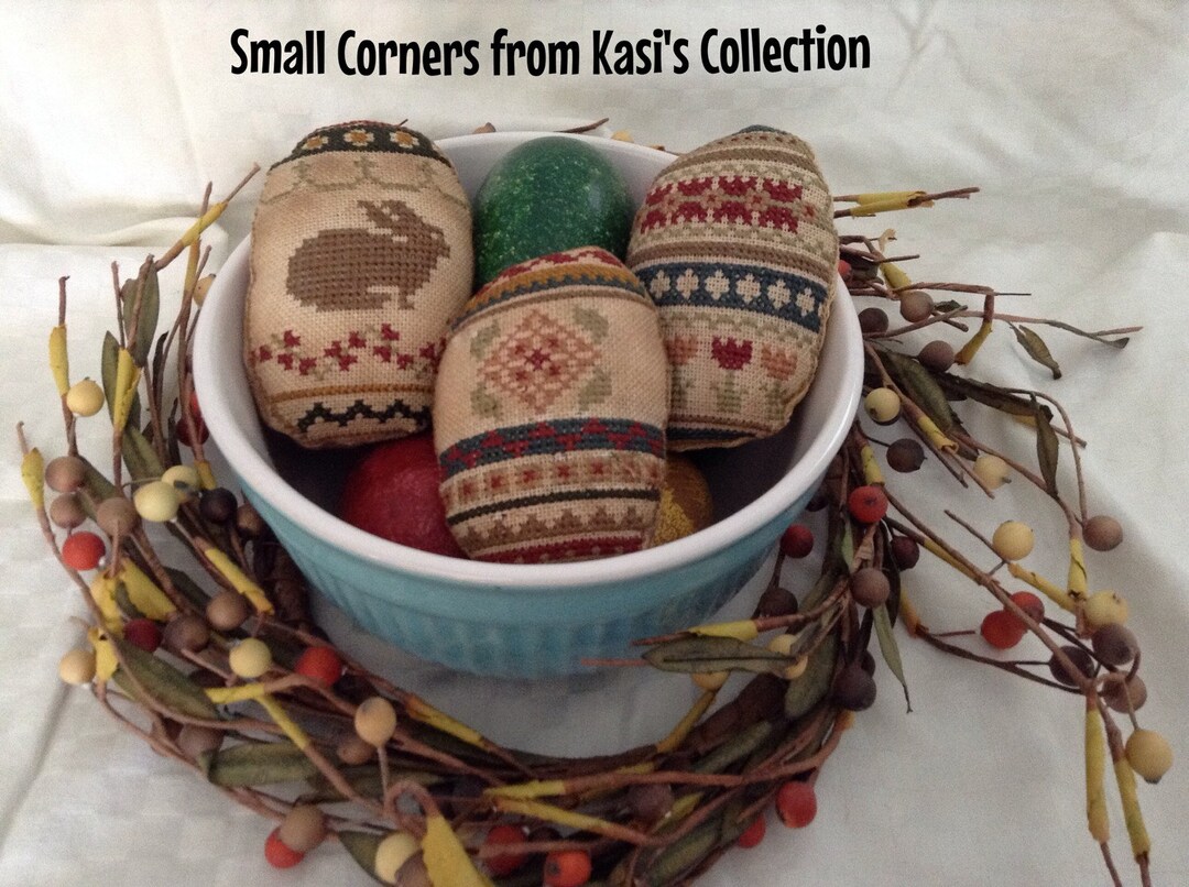 Folk Sampler Cross Stitched Set of Easter Eggs - Etsy