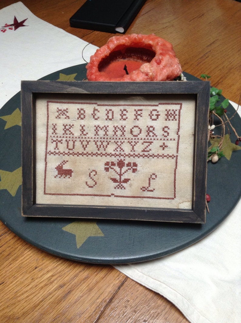 Primitive Early Style REDWORK Sampler Repro - Etsy