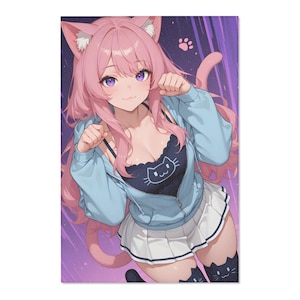 Cute Cat Girl Rug | Anime Rug | Pattern Rug | Home Decor Carpet | Carpet Rug | Manga Rug