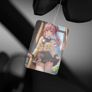 Cute Anime Schoolgirl Car Air Freshener | Anime Air Freshener | Manga Air Freshener | Scened Freshener | Car Freshener