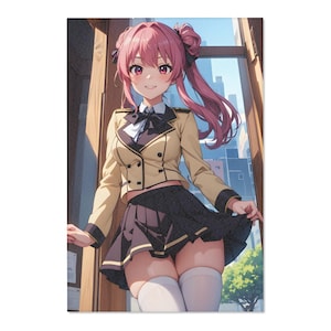 Cute Anime Schoolgirl Rug | Anime Rug | Pattern Rug | Home Decor Carpet | Carpet Rug | Manga Rug