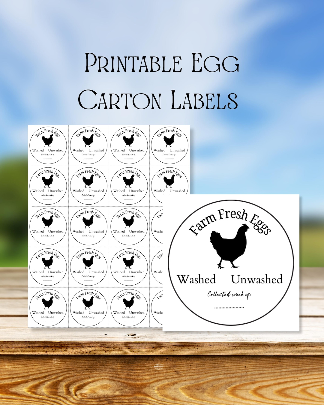 Printable Egg Carton Label Farm Fresh Egg Sticker Digital Download PDF ...