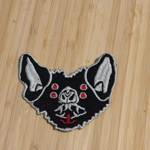 Gothic Vampire Bat Iron on Patch- Halloween Embroidered Patch, Creepy patch, Goth Embroidery